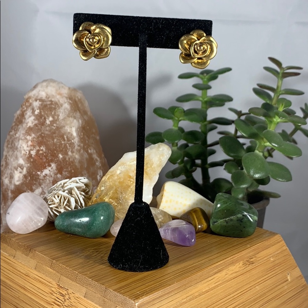 Gold rose vintage earrings